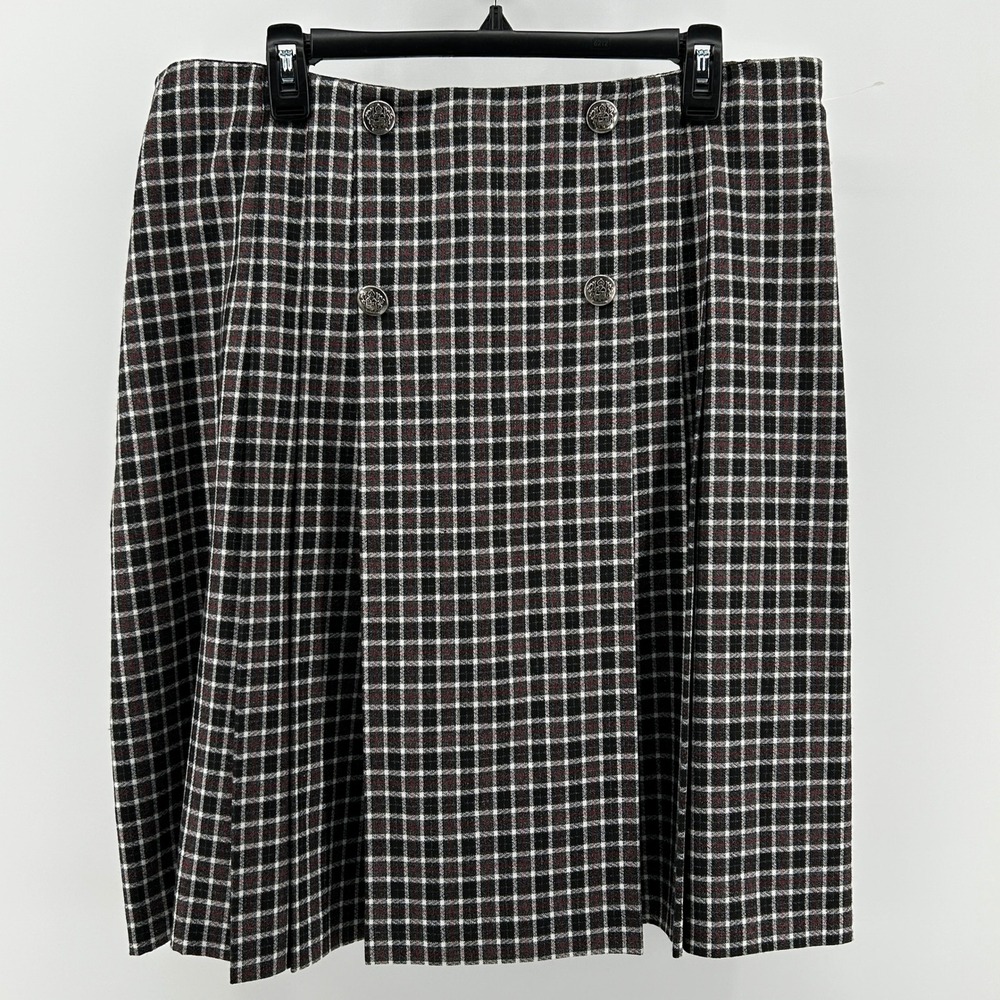 Maggie Lawrence VTG Plaid‎ Pleated Skirt Crest Buttons 18/20 USA NWOT Schoolgirl